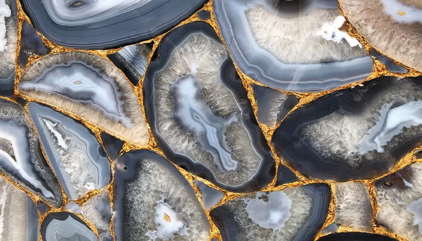 Precious Stone Agate Natural With Gold