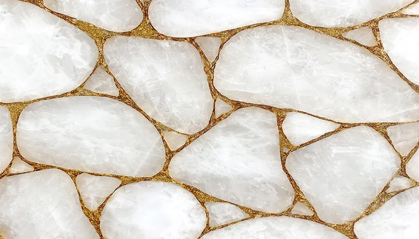 Precious Stone CRYSTAL Quartz White With Gold