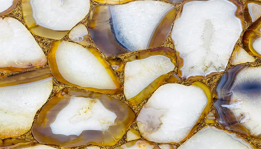Precious Stone Agate Yellow With Gold