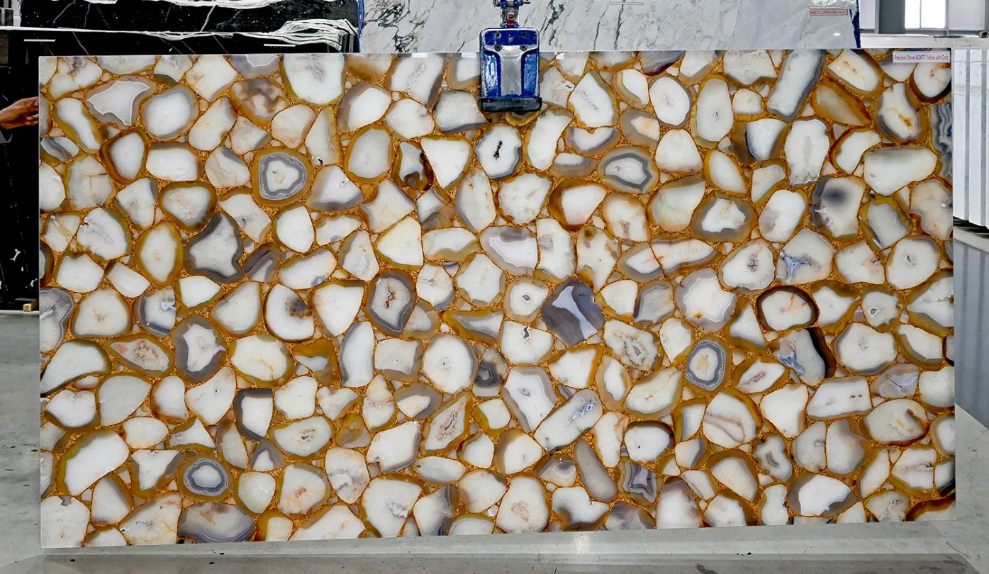 Precious Stone Agate Yellow With Gold
